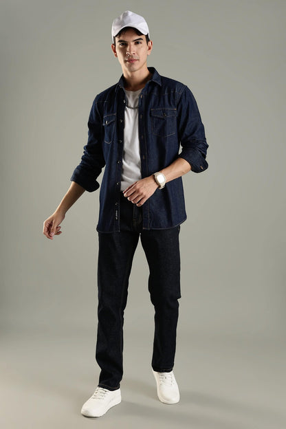 Vintage Denim Shirt - Indigo Blue