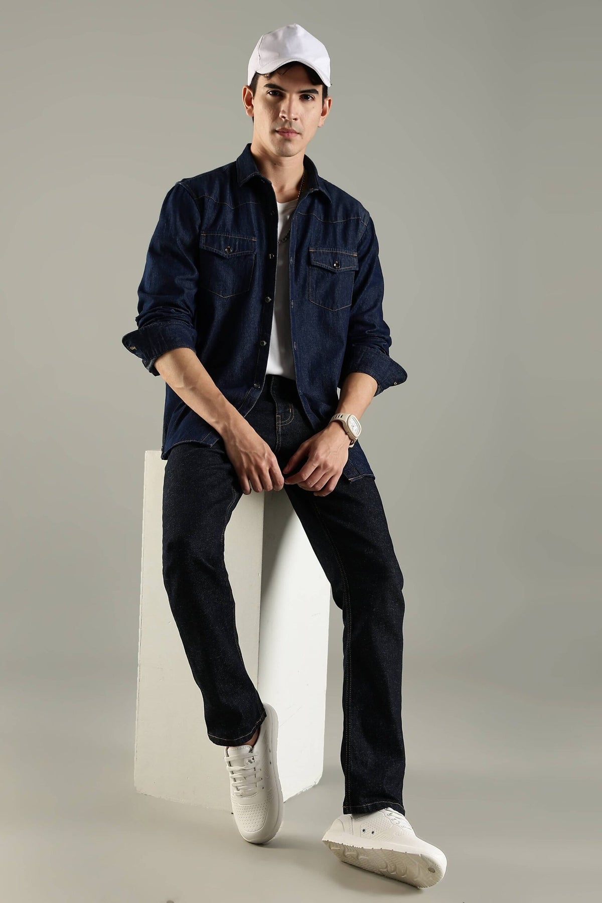 Vintage Denim Shirt - Indigo Blue