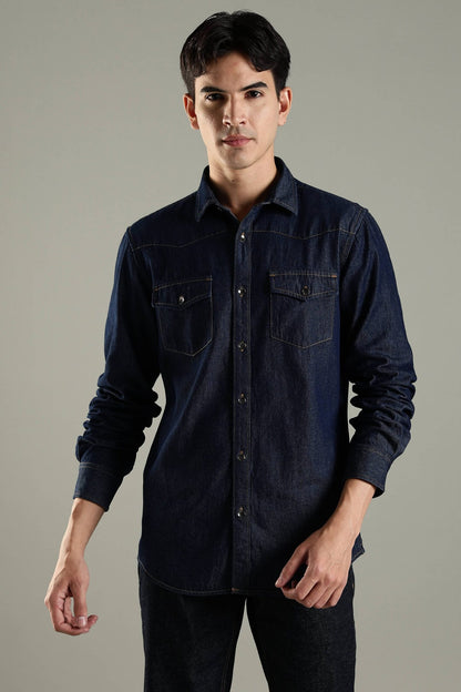 Vintage Denim Shirt - Indigo Blue