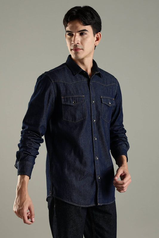 Vintage Denim Shirt - Indigo Blue