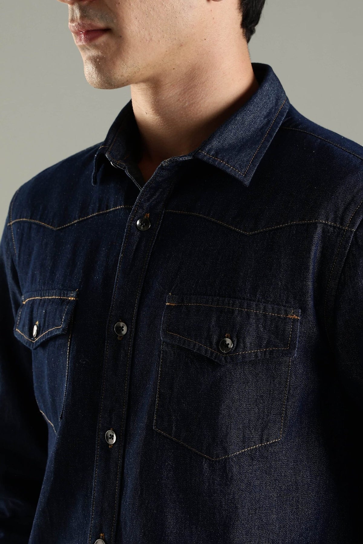 Vintage Denim Shirt - Indigo Blue