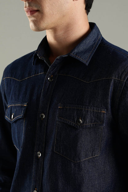 Vintage Denim Shirt - Indigo Blue