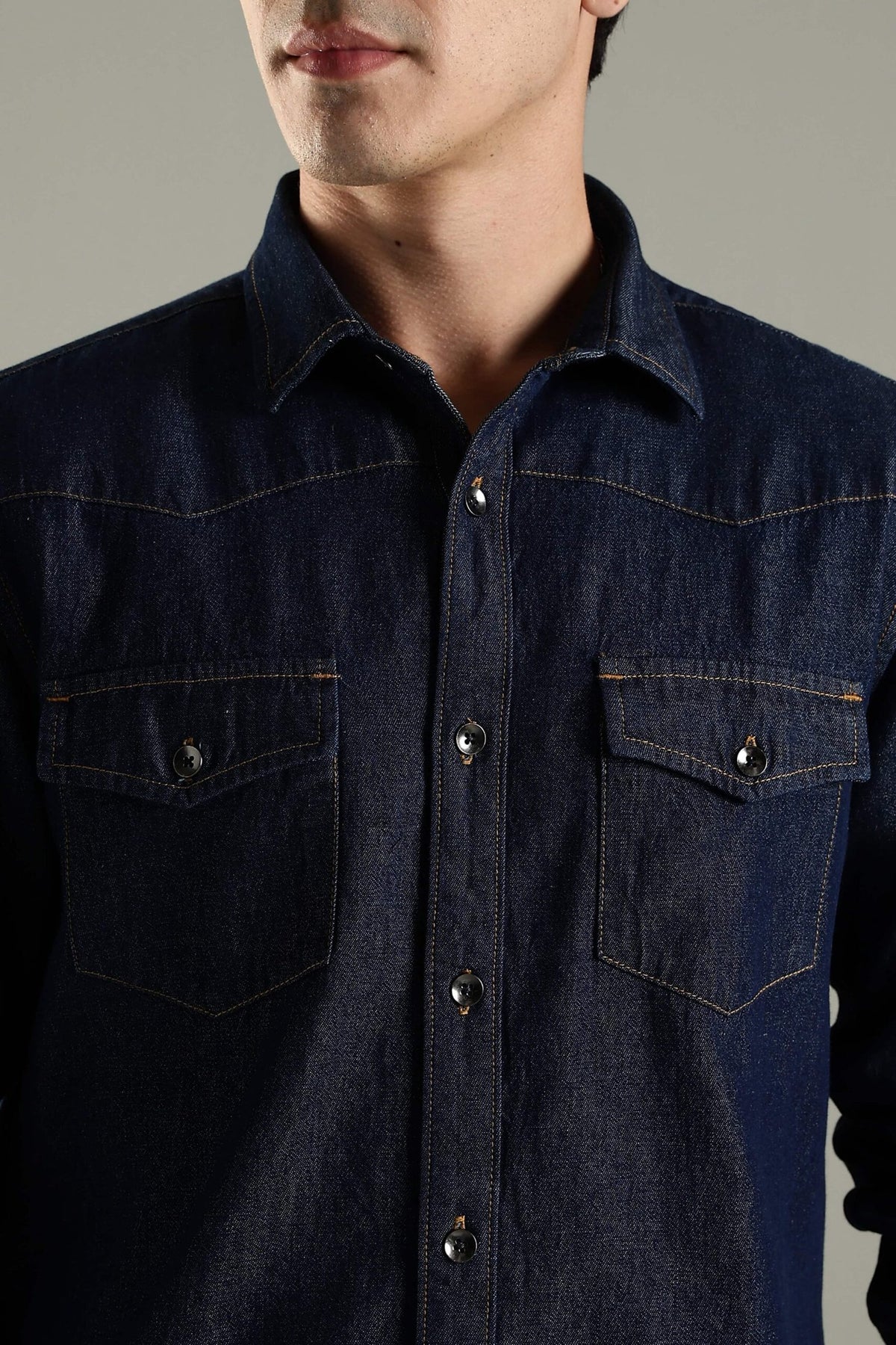 Vintage Denim Shirt - Indigo Blue