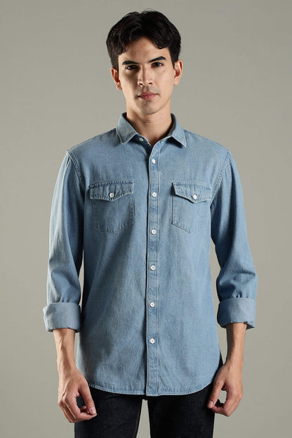 Vintage Denim Shirt - Ice Blue