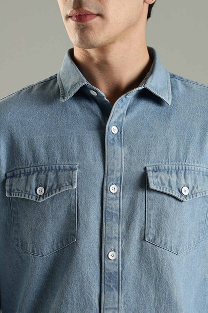 Vintage Denim Shirt - Ice Blue