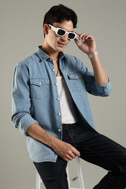Vintage Denim Shirt - Ice Blue