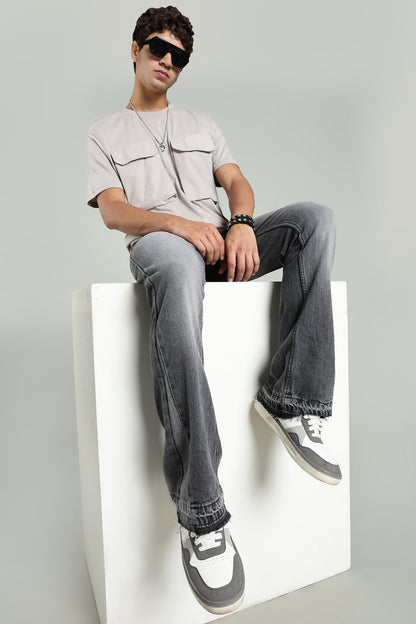 Grey Flared Jeans