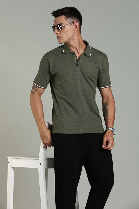 Funny Tales Olive Green Polo T-shirt for Men