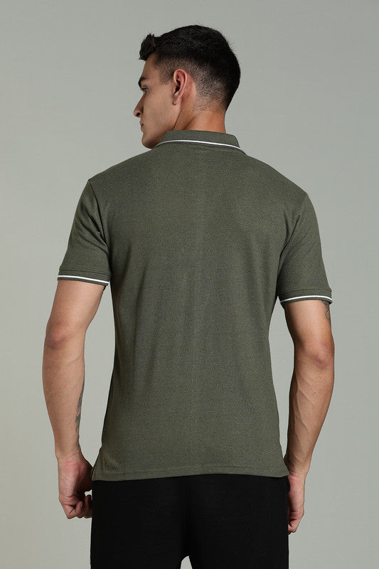 Funny Tales Olive Green Polo T-shirt for Men