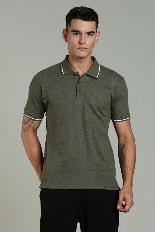 Funny Tales Olive Green Polo T-shirt for Men