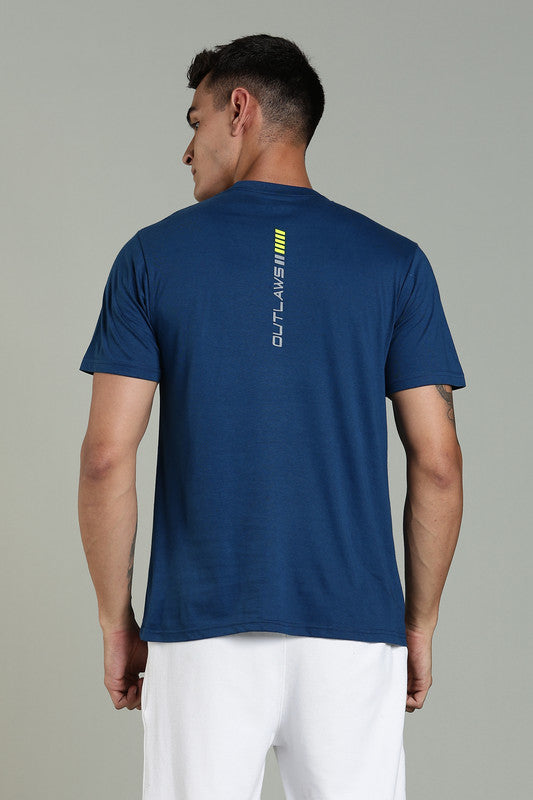 Funny Tales Navy Blue Athleisure T-shirt for Men