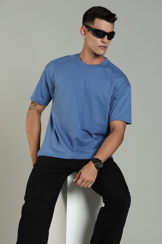 Funny Tales Oversized Cool Blue T-shirt for Men