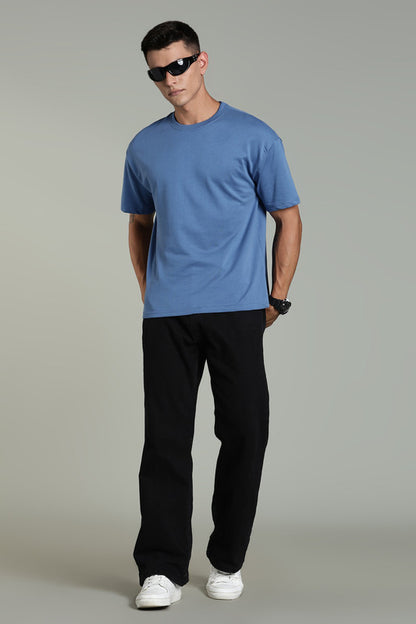 Funny Tales Oversized Cool Blue T-shirt for Men