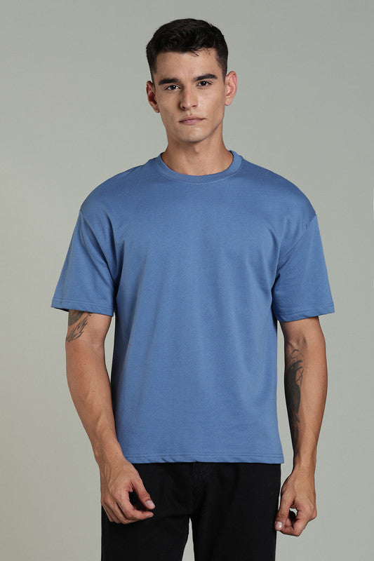Funny Tales Oversized Cool Blue T-shirt for Men