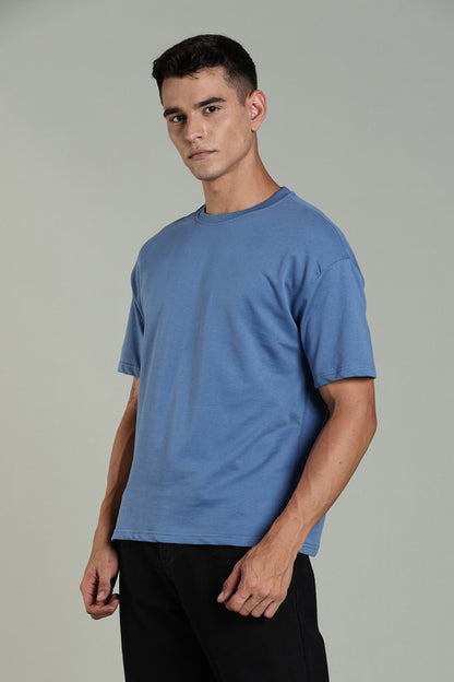 Funny Tales Oversized Cool Blue T-shirt for Men
