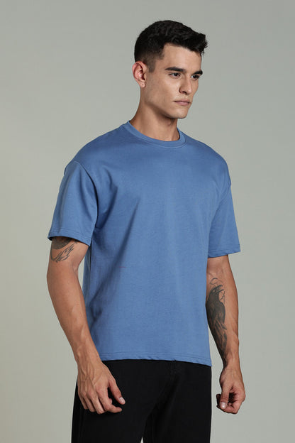 Funny Tales Oversized Cool Blue T-shirt for Men