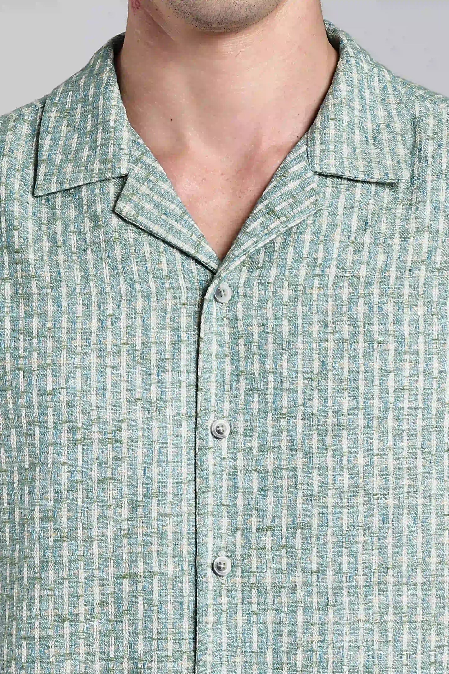 Blue Textured Turkish Weave Slim Fit Shirt
