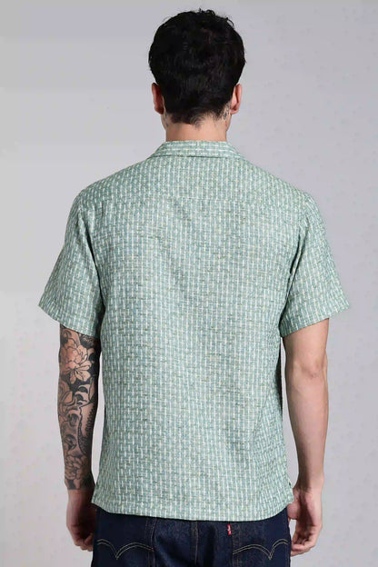 Blue Textured Turkish Weave Slim Fit Shirt