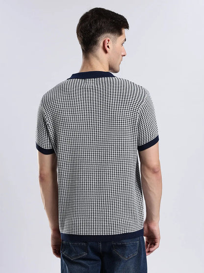 Men's Monaco Jacquard Knit Navy Polo Vellure