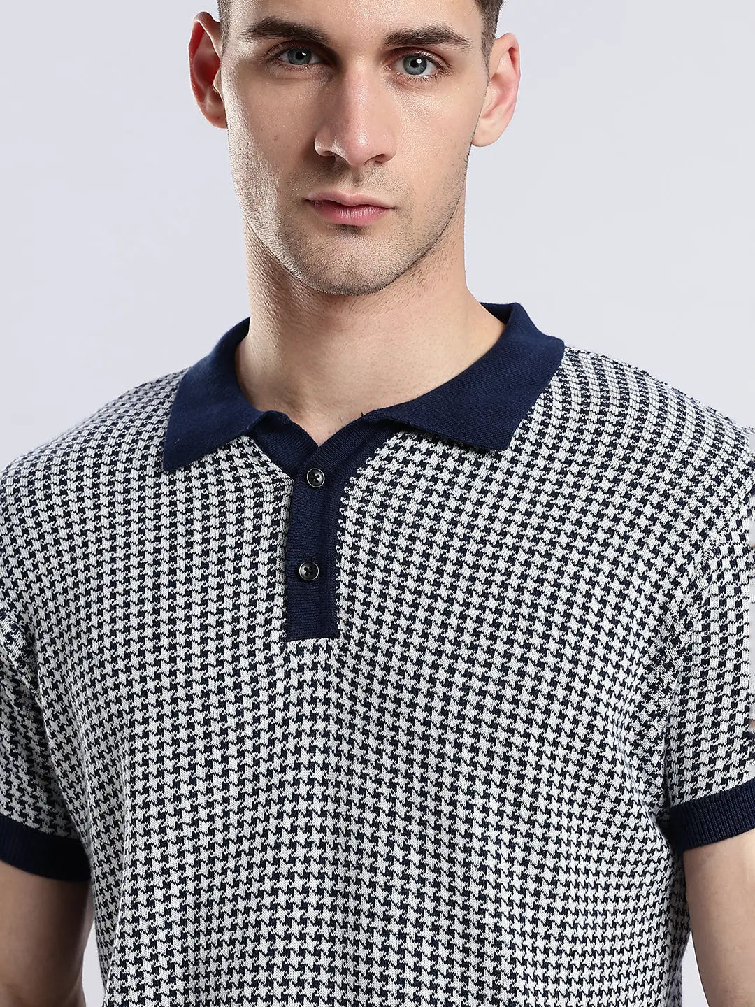 Men's Monaco Jacquard Knit Navy Polo Vellure
