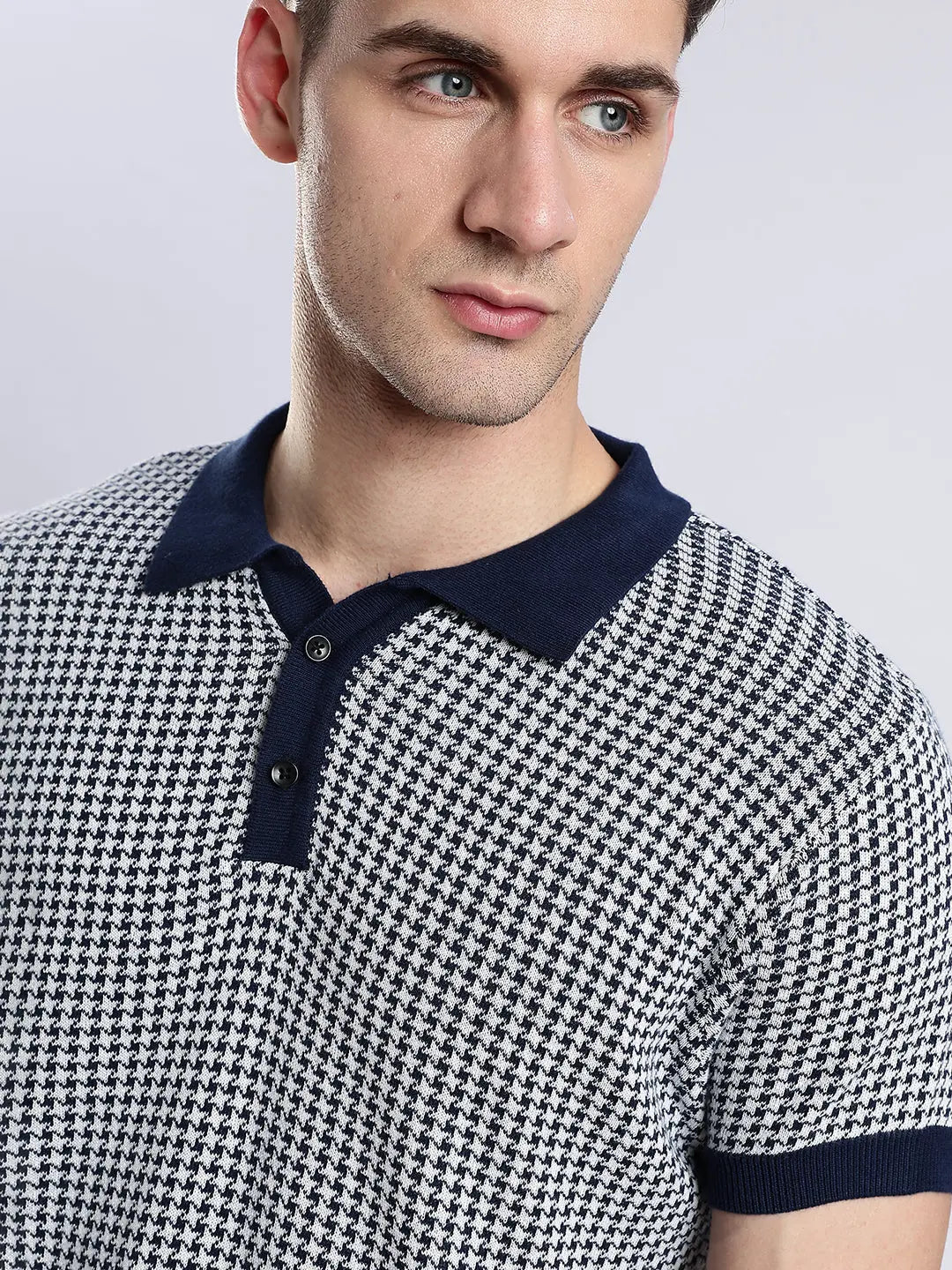 Men's Monaco Jacquard Knit Navy Polo Vellure