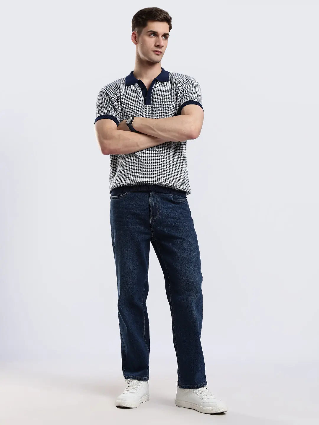 Men's Monaco Jacquard Knit Navy Polo Vellure