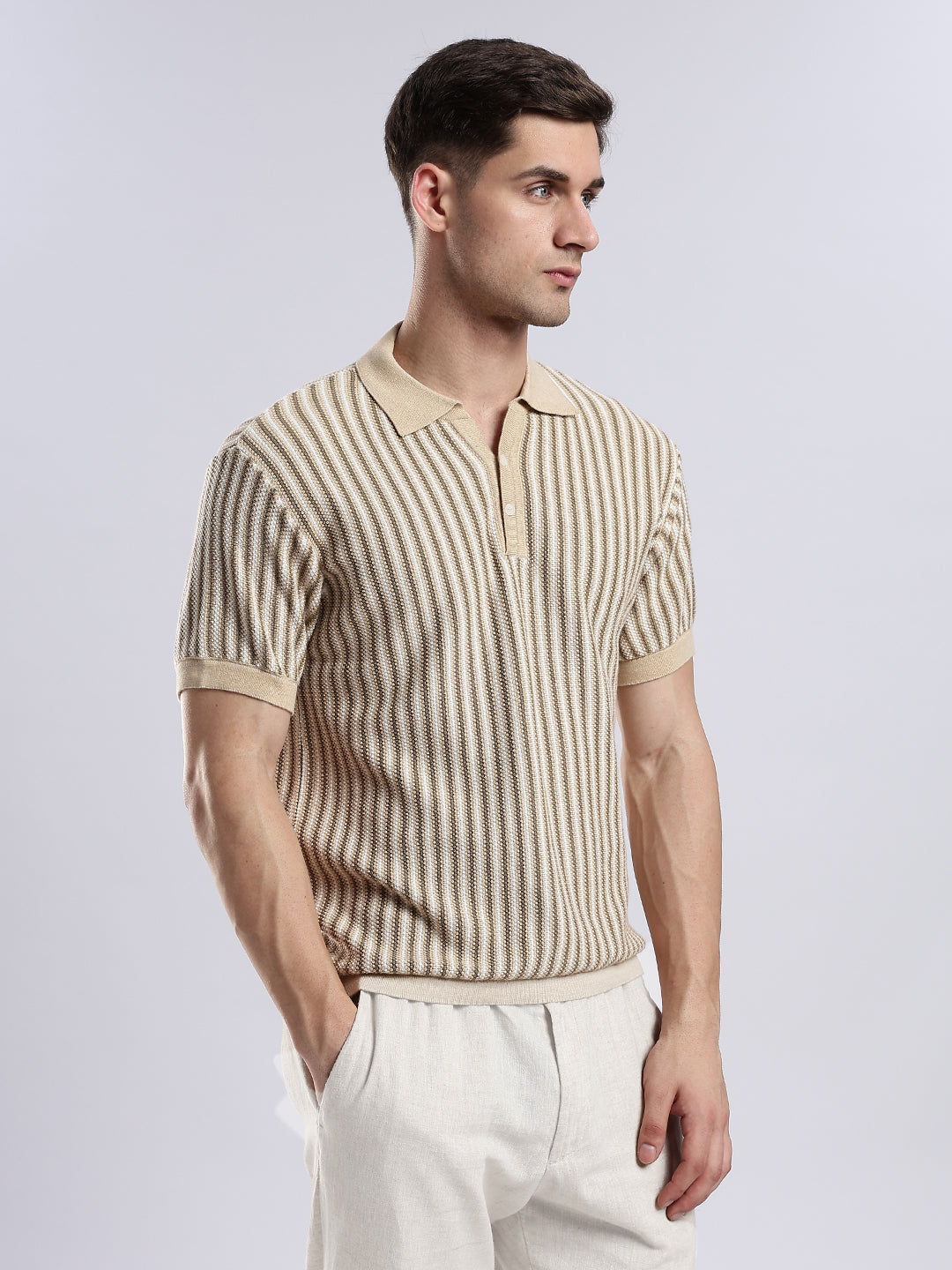 Men's Capri Sandstone Jacquard Knit Polo