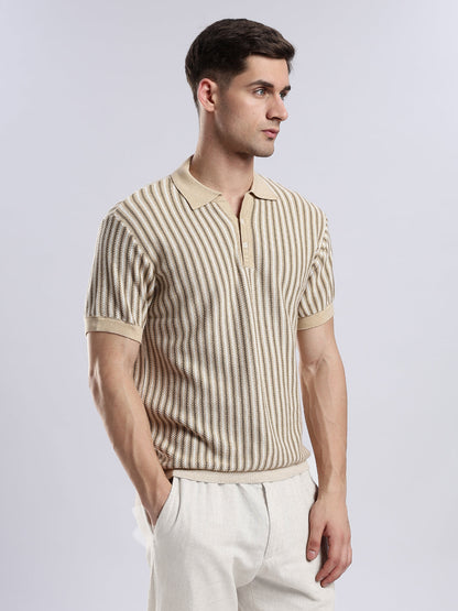 Men's Capri Sandstone Jacquard Knit Polo