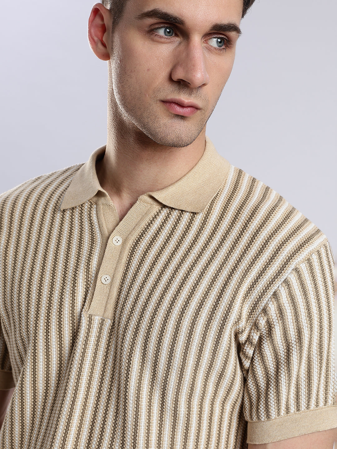 Men's Capri Sandstone Jacquard Knit Polo