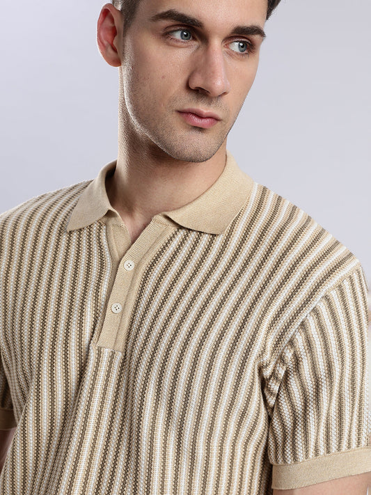Men's Capri Sandstone Jacquard Knit Polo