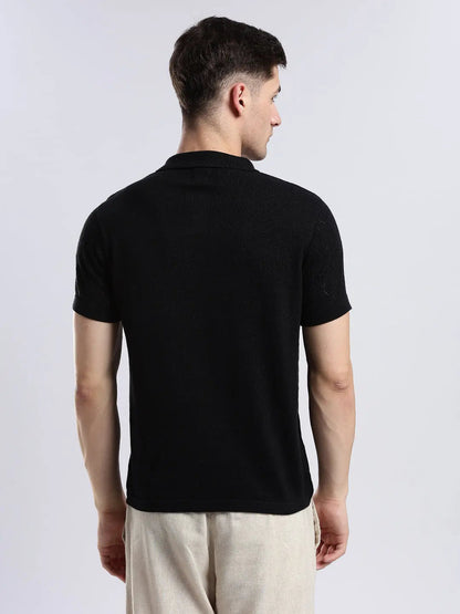 Men's Crochet Monarch Black Polo Vellure
