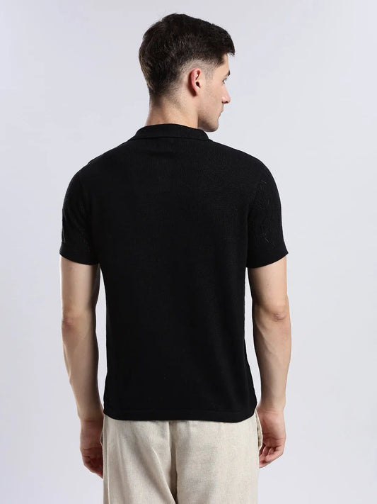 Men's Crochet Monarch Black Polo Vellure