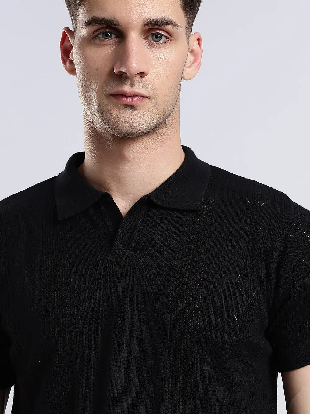 Men's Crochet Monarch Black Polo Vellure