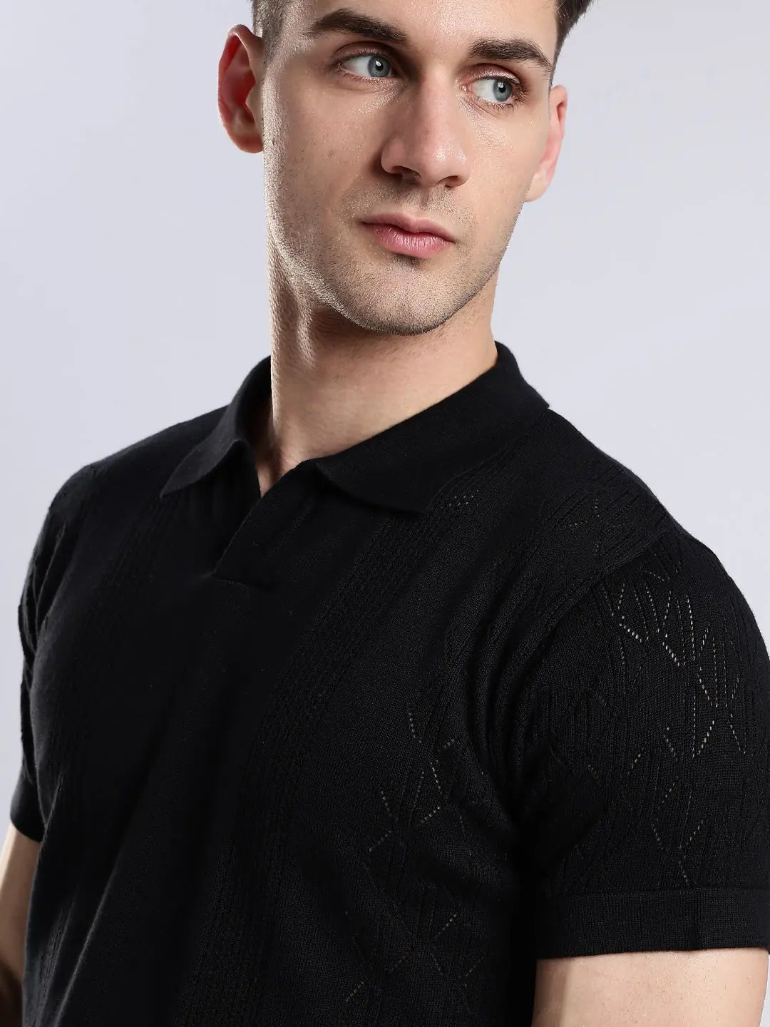 Men's Crochet Monarch Black Polo Vellure