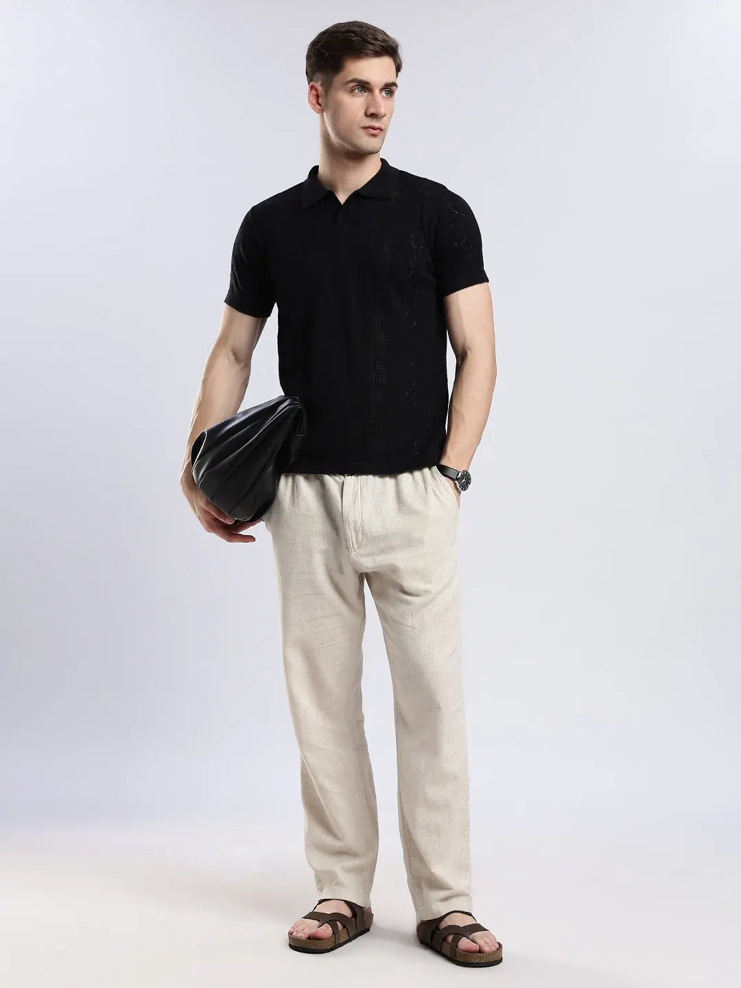 Men's Crochet Monarch Black Polo Vellure