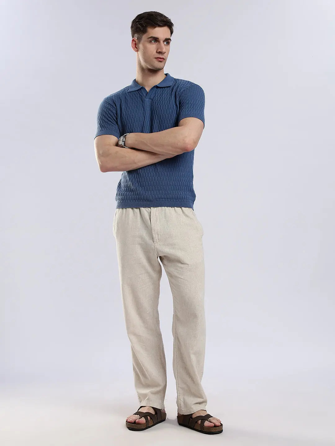 Men's Heritage Grid Jacquard Navy Polo Vellure