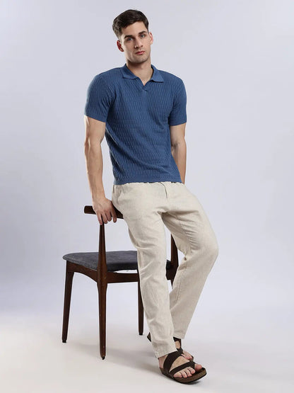 Men's Heritage Grid Jacquard Navy Polo Vellure