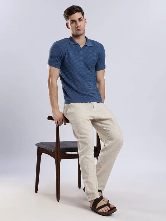 Men's Heritage Grid Jacquard Navy Polo Vellure