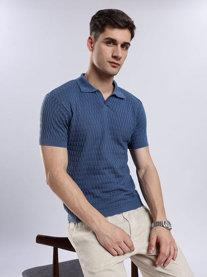 Men's Heritage Grid Jacquard Navy Polo