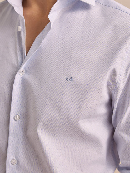 White Slim Fit Striped Formal Poplin Shirt for Men (LIVAN)