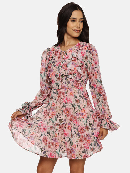 IS.U Multicolor Ruffled Swing Dress