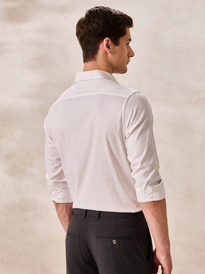 White Regular Fit Solid Formal Cotton Shirt for Men (LUWI)