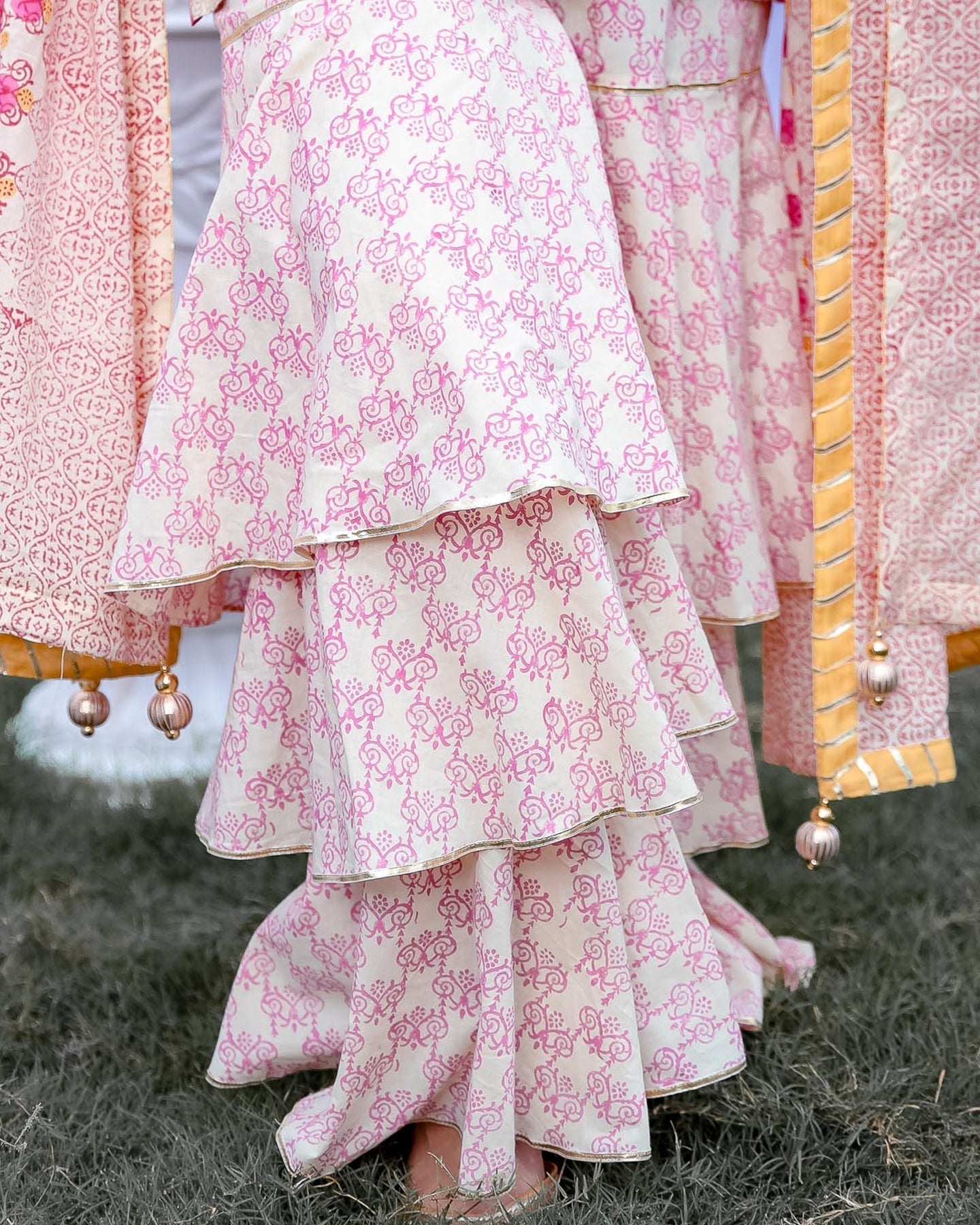 Golden Peacock Sharara Set