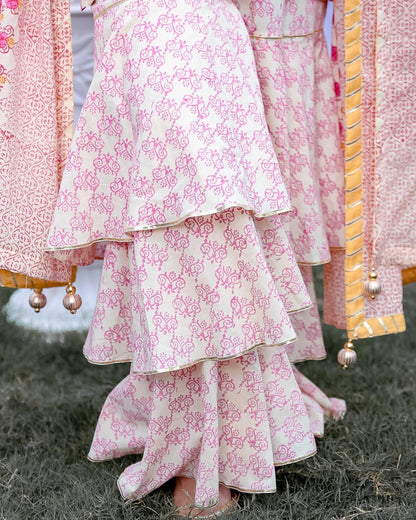 Golden Peacock Sharara Set