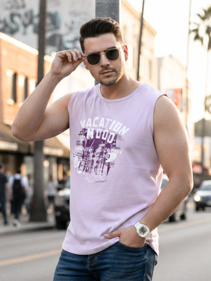 Plus Size Pack Of 2 Printed Drymove Men's Green and Maroon Cotton Sleeveless Vest T-Shirt Combo