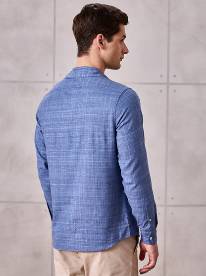 Regular Fit Cotton Blue Casual Shirt for Men (CERNO)