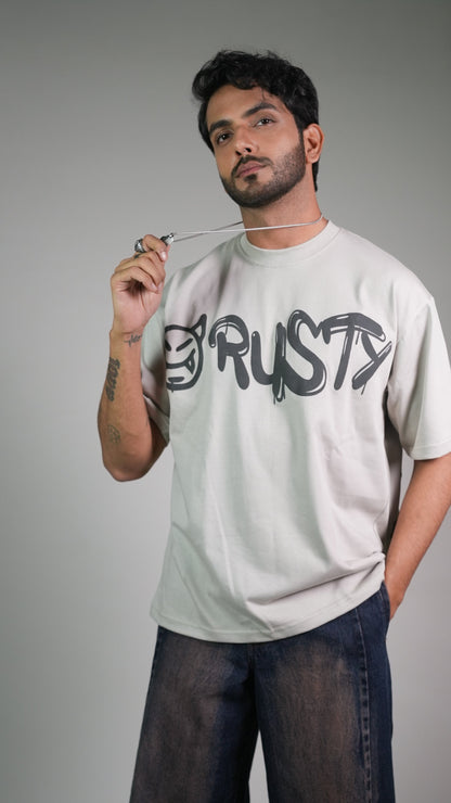 Rust Graffiti Grey Men’S Oversized T-Shirt Rustlines
