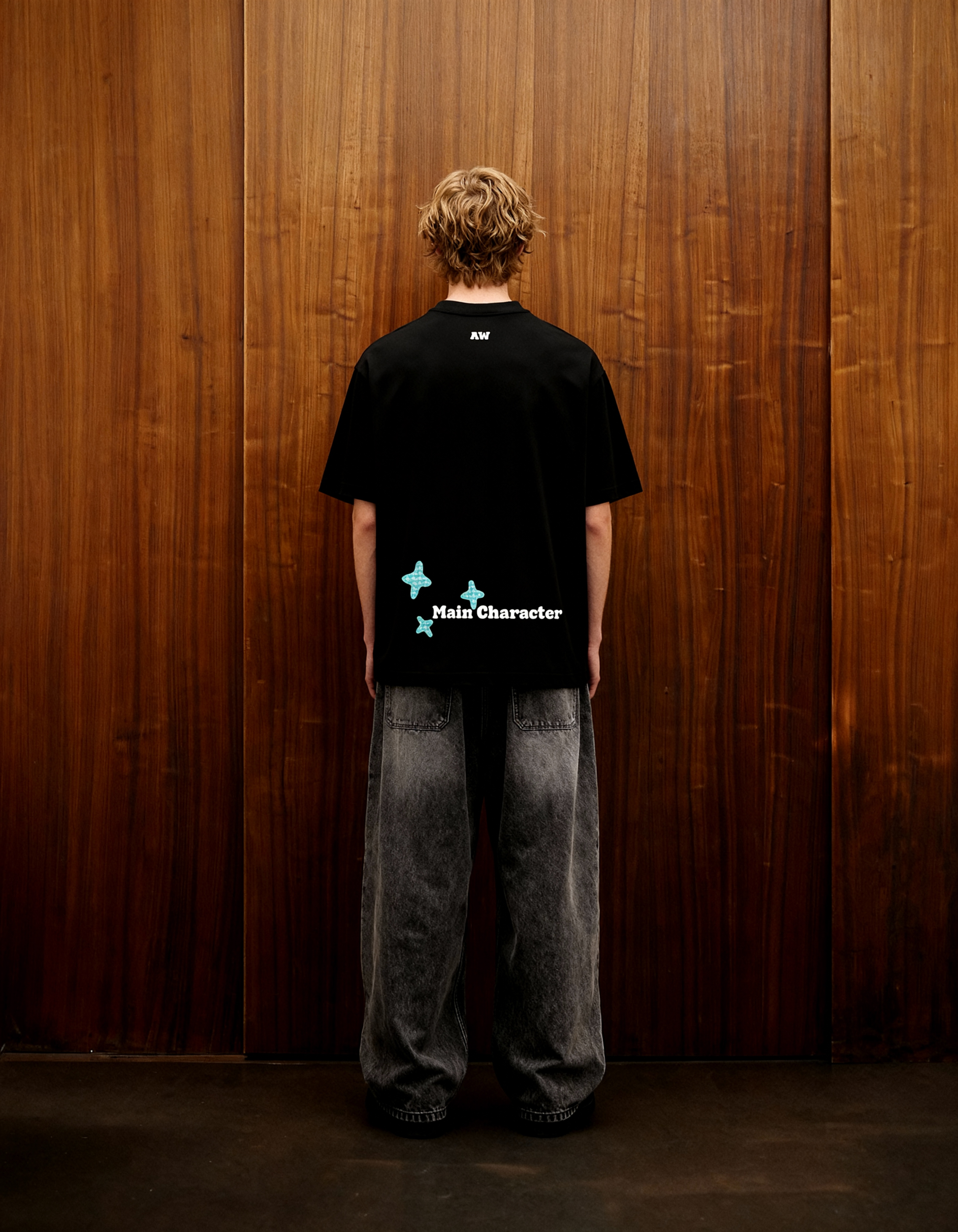 Sao Paulo Printed Black Oversized T-Shirt Main Character