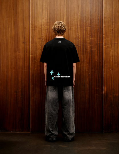 Sao Paulo Printed Black Oversized T-Shirt Main Character