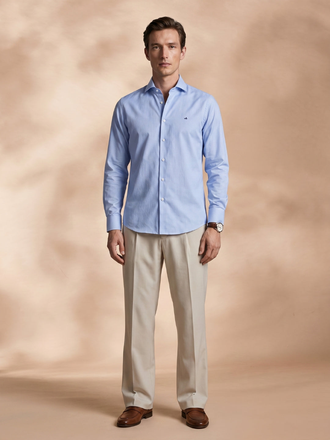 Regular Fit Cotton Blue Formal Shirt for Men (GRACE)